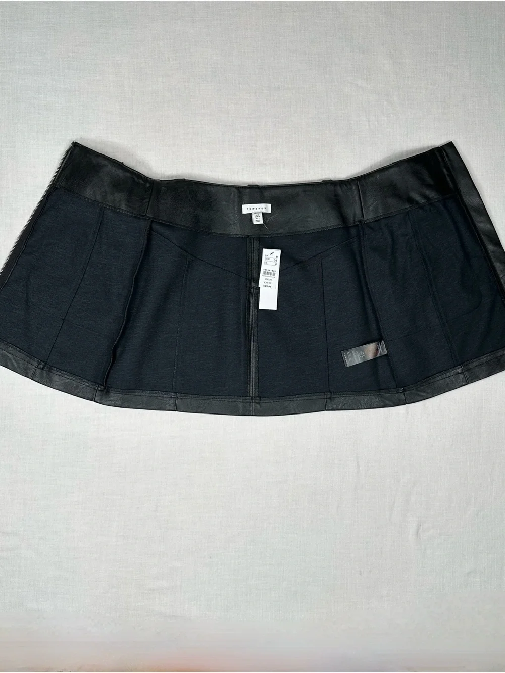 NWT Topshop Faux Leather Mini Skirt Size 4P Petite Belted Front Zipper Chic Edgy